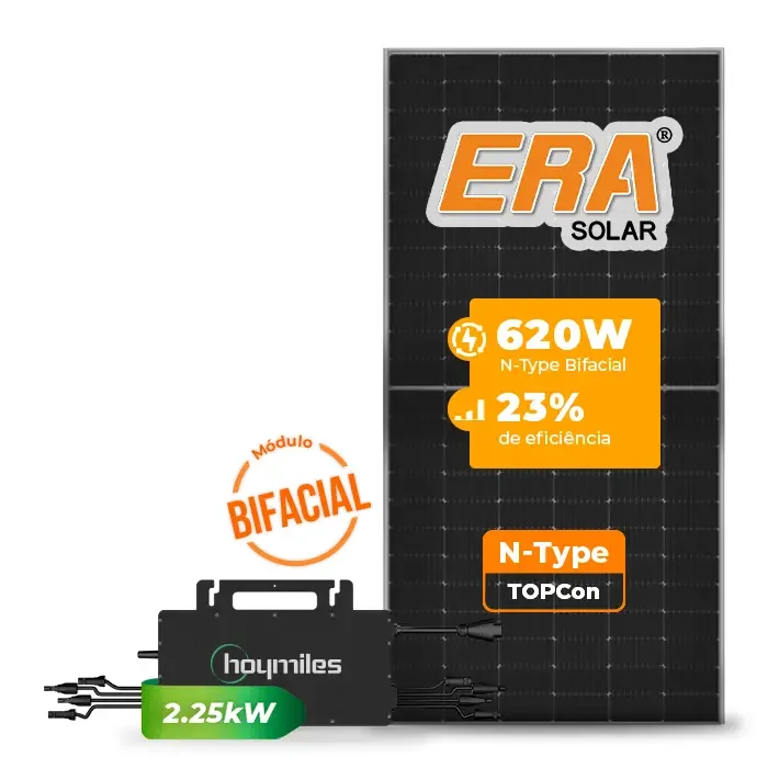 Gerador de Energia Solar Microinversor Hoymiles Sem Estrutura SGF 9,92KWP ERA BIFACIAL 620W HMS-2250DW-4T 2.25KW 2MPPT MONO 220V