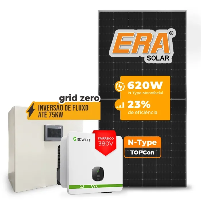 Gerador de Energia Solar Inversão de Fluxo Growatt Sem Estrutura SGF 79,36KWP ERA N-TYPE MONO 620W MID X2 50KW 4MPPT TRIF 380V