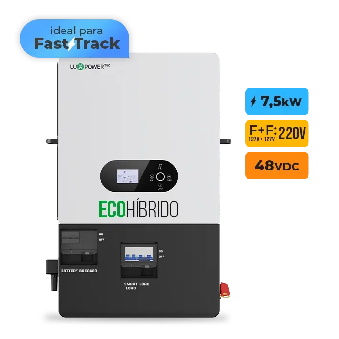Foto 7 - Gerador de Energia Solar Hibrido Luxpower sem Bateria Laje Inclinação SGF 8,68KWP ERA BIF 620W ECO HIBRIDO 7.5KW 220V DC48V SEM BATERIA