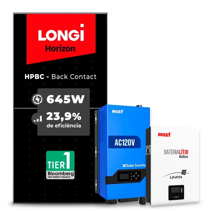 Gerador de Energia Solar Retrofit Must Sem Estrutura SGF 1,29KWP LONGI 645W HPBC PV29 LHP 5KW AC120V DC48V