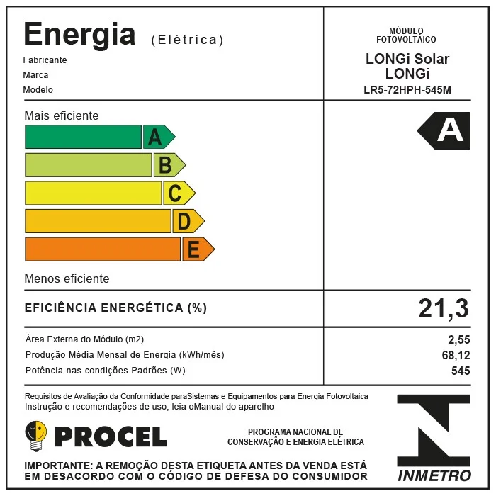 Foto 1 - Categorias Painel Solar Longi LR5-72HPH-545M HI-MO 5M 545W MONO HALF CELL