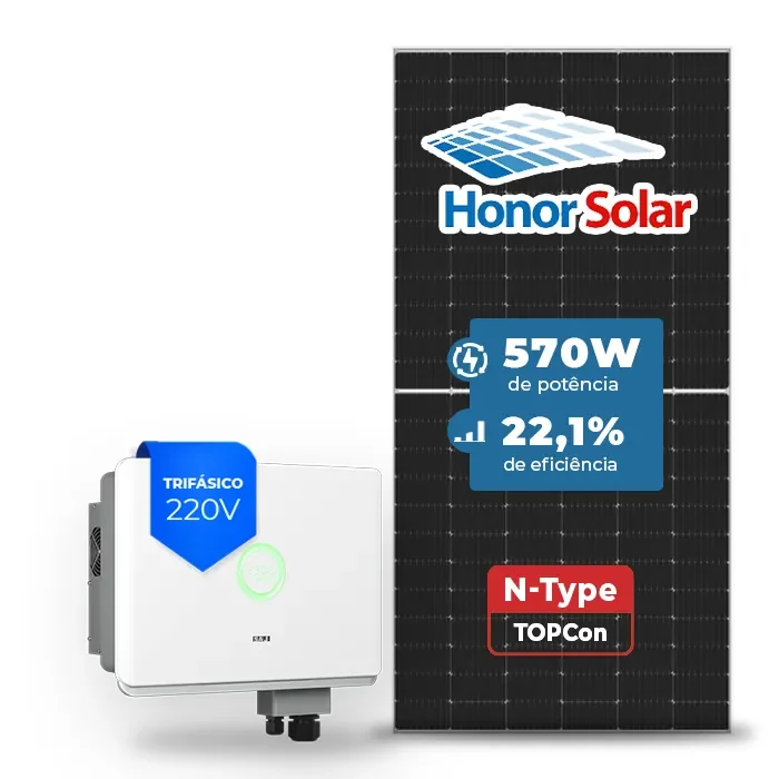 Gerador de Energia Solar On Grid SAJ Sem Estrutura SGF 14,82KWP HONOR N-TYPE 570W SAJ T2 15KW 2MPPT TRIF 220V