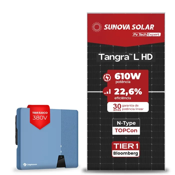 Gerador de Energia Solar On Grid Solplanet Sem Estrutura SGF 23,18KWP SUNOVA N-TYPE MONO 610W ASW 20KW 2MPPT TRIF 380V
