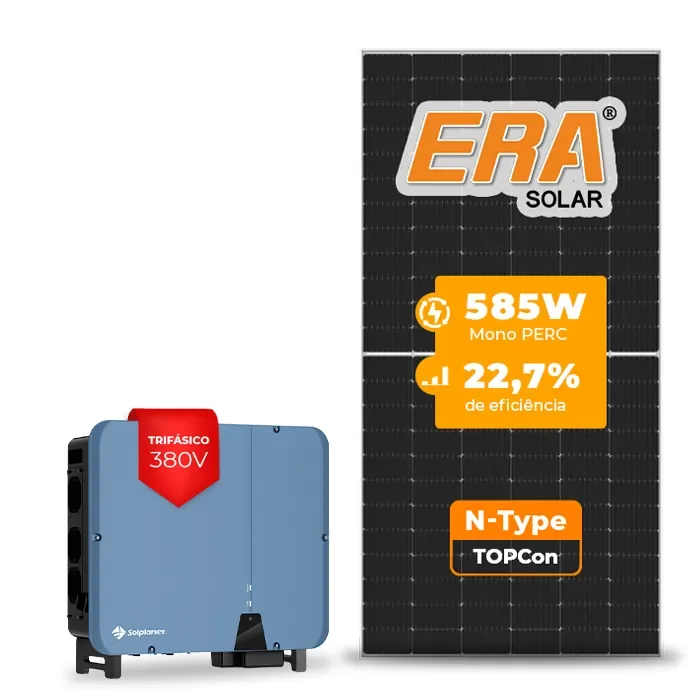 Gerador de Energia Solar On Grid Solplanet Sem Estrutura SGF 57,33KWP ERA N-TYPE MONO 585W ASW 50KW 5MPPT TRIF 380V