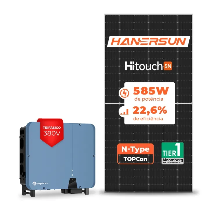 Gerador de Energia Solar On Grid Solplanet Solo Mesa 8 Painéis SGF 40,95KWP HANERSUN MONO 585W ASW 40KW 3MPPT TRIF 380V