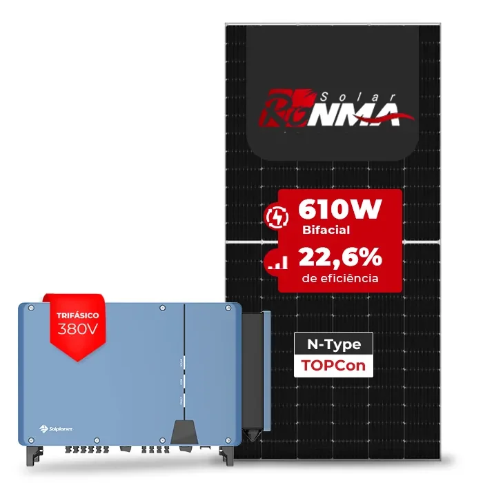 Gerador de Energia Solar On Grid Solplanet Telhado Metálico Mini Trilho SGF 109,80KWP RONMA 610W BIFACIAL ASW 75KW 8MPPT TRIF 380V