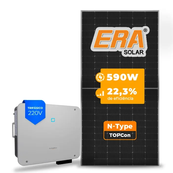 Gerador de Energia Solar On Grid Sungrow Telhado Cerâmico Gancho SGF 25,96KWP ERA N-TYPE MONO 590W SG P2-LV 25KW 3MPPT TRIF 220V
