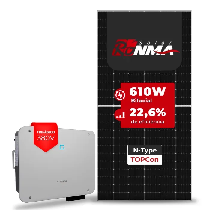 Gerador de Energia Solar On Grid Sungrow Sem Estrutura SGF 43,92KWP RONMA 610W BIFACIAL SG P2 30KW 3MPPT TRIF 380V