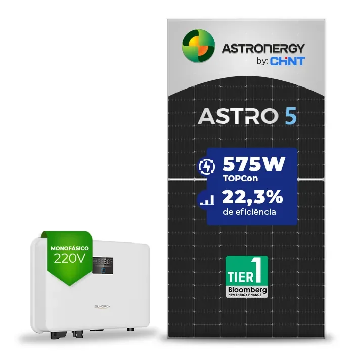 Gerador de Energia Solar On Grid Sungrow Telhado Ondulado SGF 3,45KWP ASTRONERGY MONO 575W SG RS-L 4KW 2MPPT MONO 220V