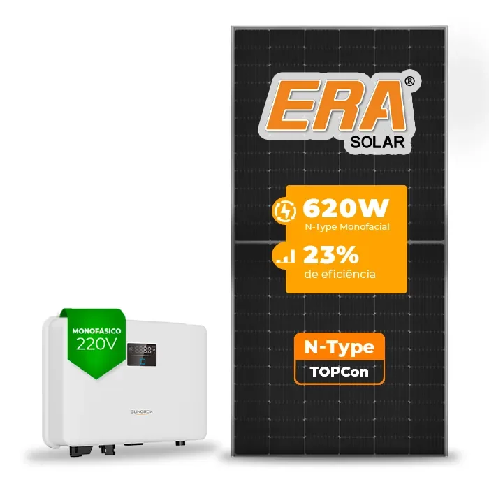 Gerador de Energia Solar On Grid Sungrow Telhado Fibro Parafuso Metal SGF 3,10KWP ERA N-TYPE MONO 620W SG RS-L 3KW 1MPPT MONO 220V