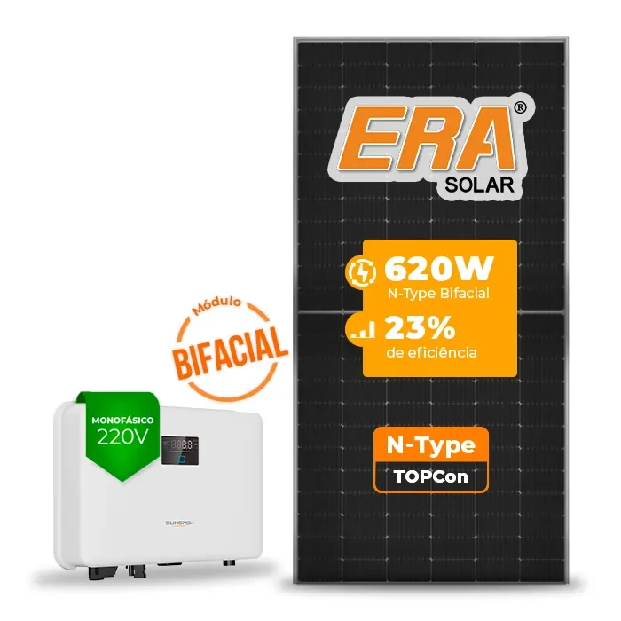 Gerador de Energia Solar On Grid Sungrow Solo Mesa 8 Painéis SGF 4,96KWP ERA BIFACIAL 620W SG RS-L 3KW 1MPPT MONO 220V