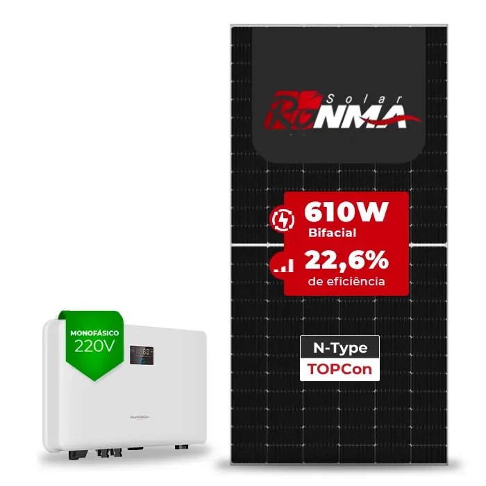 Gerador de Energia Solar On Grid Sungrow Sem Estrutura SGF 7,32KWP RONMA 610W BIFACIAL SG RS-L 6KW 2MPPT MONO 220V