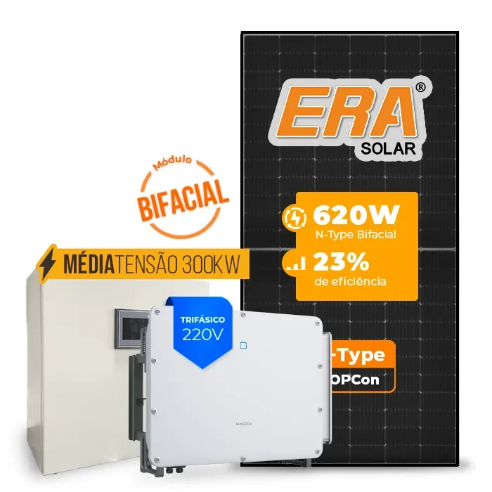 Gerador de Energia Solar Mercado Livre Sungrow Média Tensão Sem Estrutura SGF 84,32KWP ERA BLACK FRAME 620W SG 75KW 7MPPT TRIF 220V