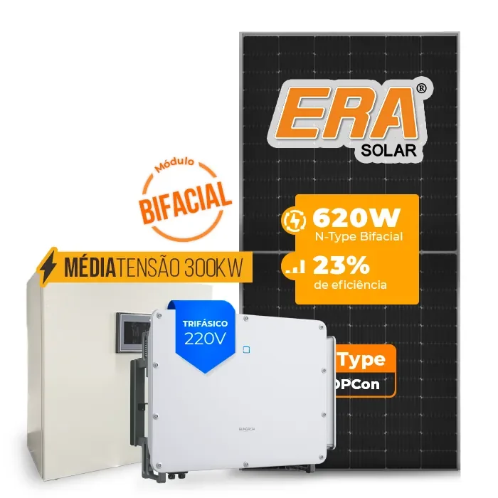 Gerador de Energia Solar Mercado Livre Sungrow Média Tensão Sem Estrutura SGF 104,16KWP ERA BIFACIAL 620W SG 75KW 7MPPT TRIF 220V