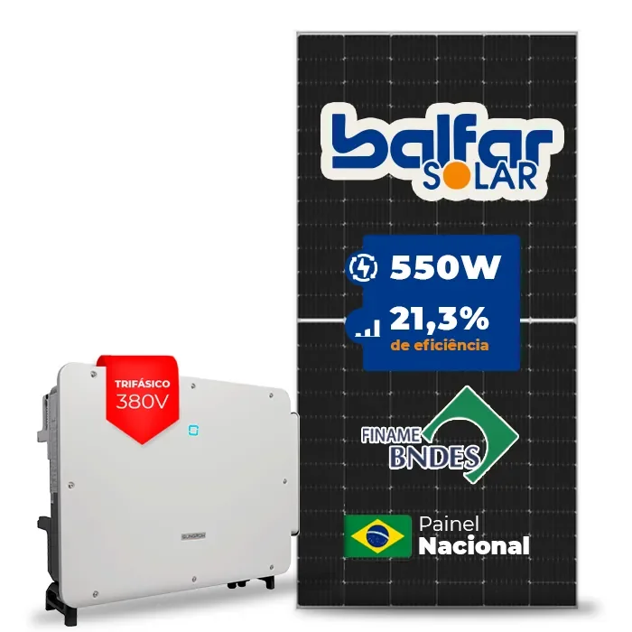 Gerador de Energia Solar On Grid Sungrow Solo Mesa 8 Painéis SGF 104,50KWP BALFAR FINAME 550W SG P2 75KW 8MPPT TRIF 380V