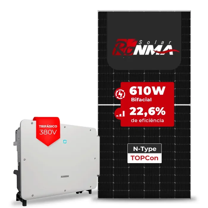 Gerador de Energia Solar On Grid Sungrow Sem Estrutura SGF 91,50KWP RONMA 610W BIFACIAL SG P2 75KW 8MPPT TRIF 380V