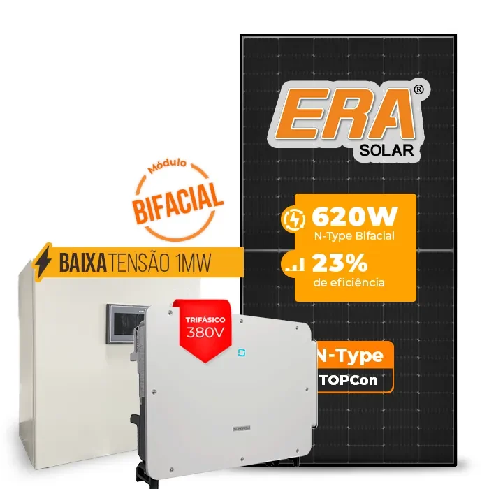 Gerador de Energia Solar Mercado Livre Sungrow Baixa Tensão Sem Estrutura SGF 1190,40KWP ERA BLACK FRAME 620W SG P2 75KW 8MPPT TRIF 380V