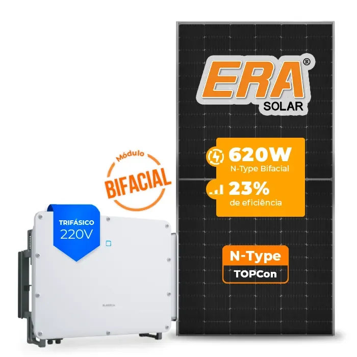 Gerador de Energia Solar On Grid Sungrow Solo Mesa 8 Painéis SGF 94,24KWP ERA BIFACIAL 620W SG 75KW 7MPPT TRIF 220V