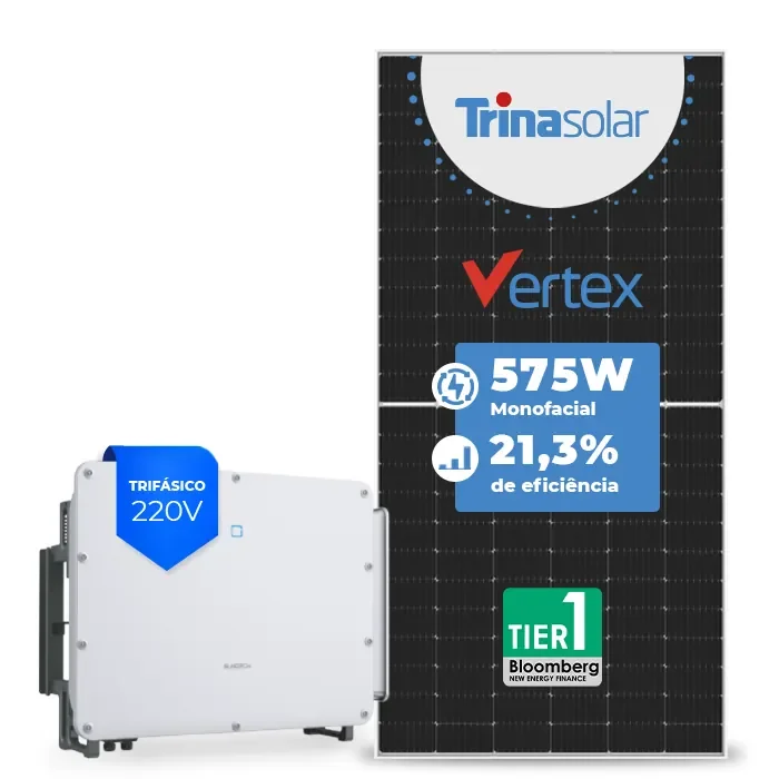 Gerador de Energia Solar On Grid Sungrow Sem Estrutura SGF 82,80KWP TRINA VERTEX 575W SG 75KW 7MPPT TRIF 220V