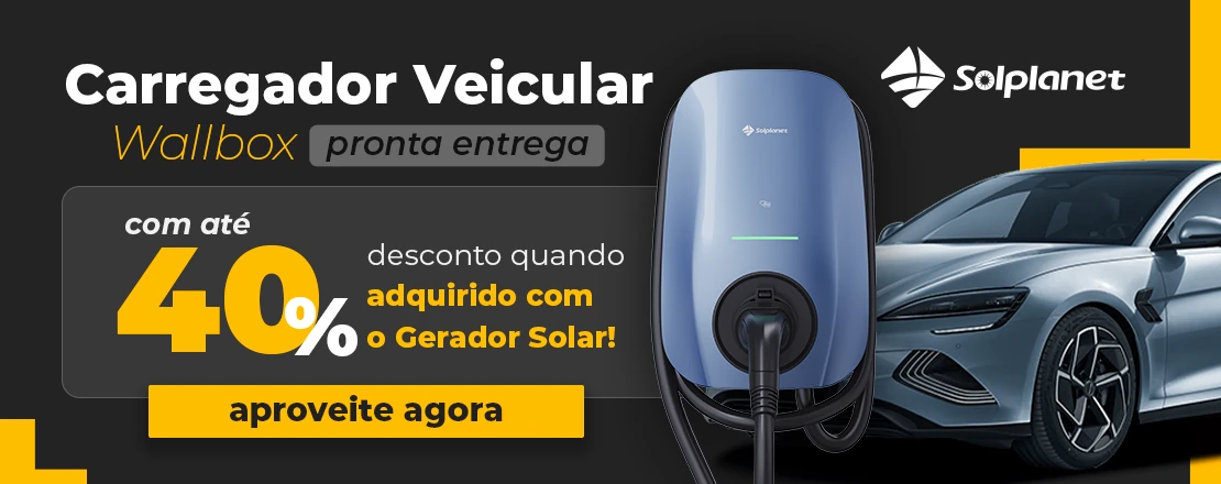 Tenha até 40% de desconto quando adquirindo o carregador veicular incluido no Gerador Fotovoltaico