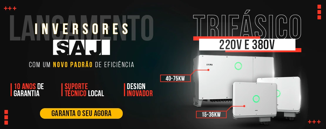 Lançamento de Inversores SAJ na Solmais, geradores com inversores SAJ Trifásico 220V e 380V