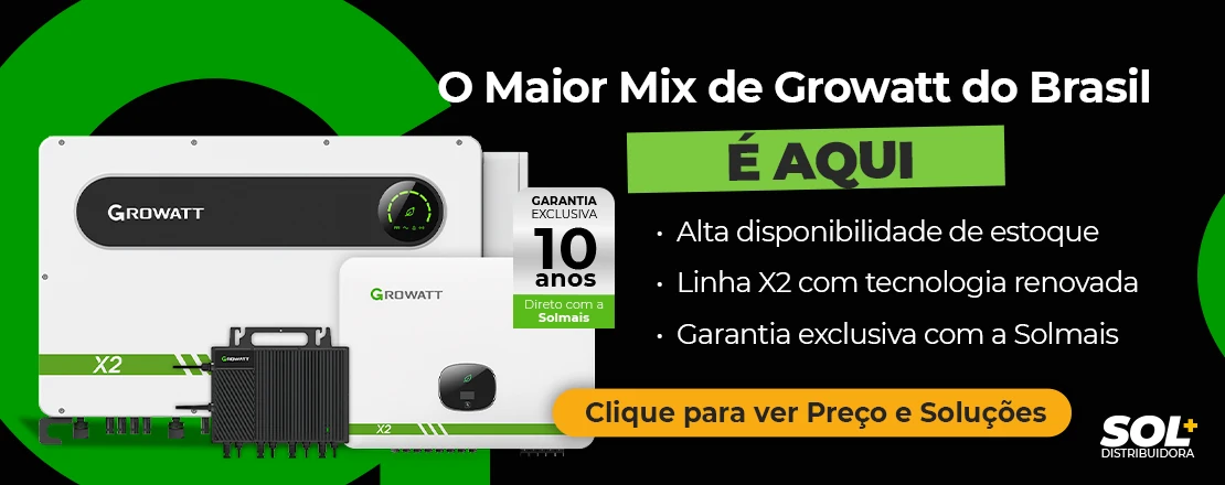O maior mix de Growatt do Brasil é na Solmais, clique para ver os preços e soluções para seus projetos!