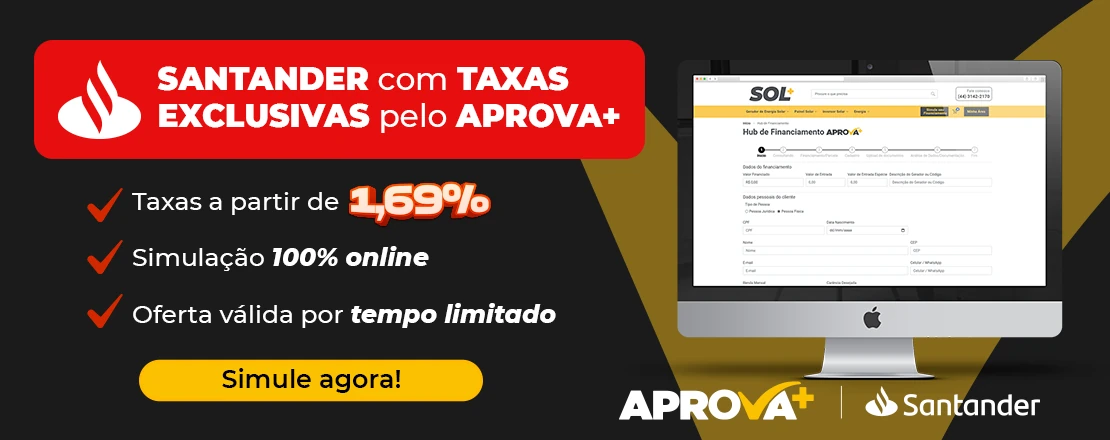 O Santader em parceria com o Aprova+ liberou taxas a partir de 1,69% ao mês, aproveite simule e compare