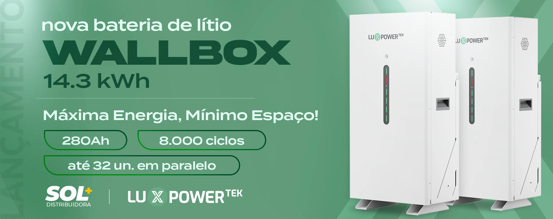 Nova Bateria de Lítio, Máxima energia, minimo espaço!
